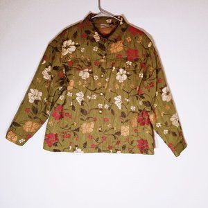 Chico's Women's Green Floral Jacket Jean Style